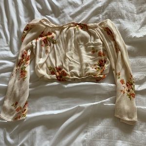 Cropped Off The Shoulder Top with Flowy Sleeves